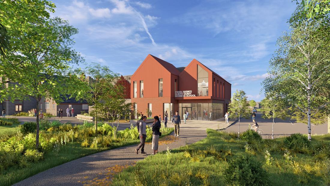 A concept image of the new Albert Gubay Business School building