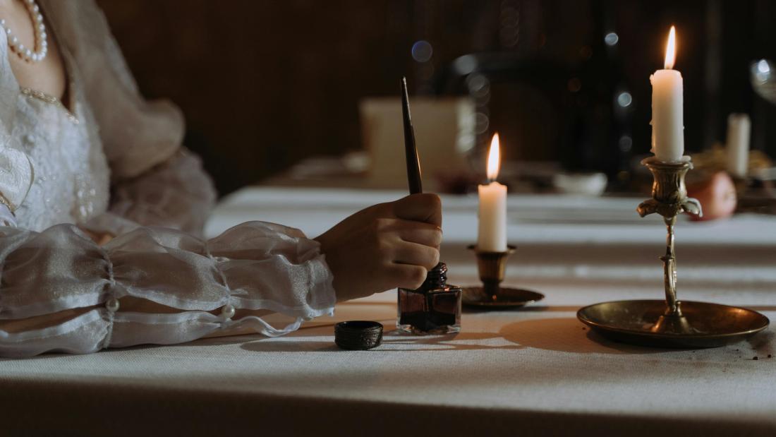 Image of Nineteenth-Century Literature being written in cadle light