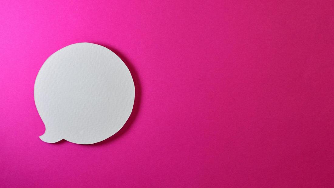 Pink background with speech bubble