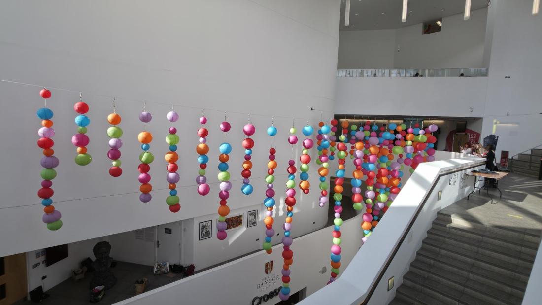 Art installation in the main atrium to celebrate neurodiversity week 