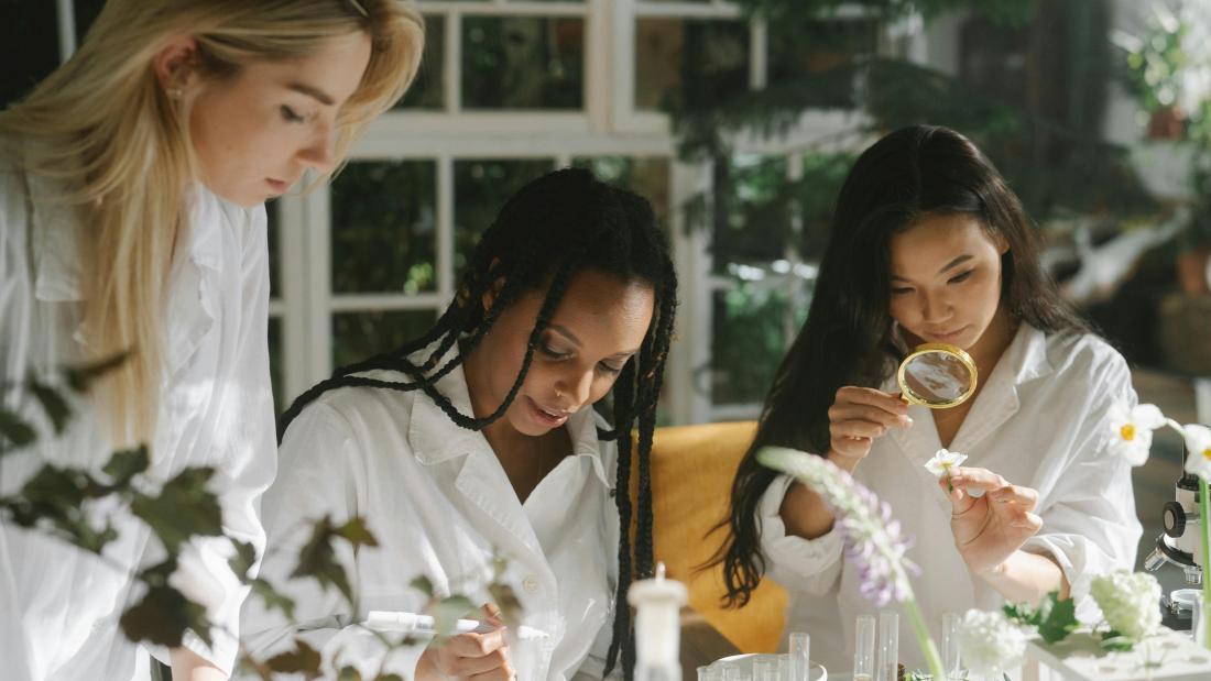 Women in a lab with plants
