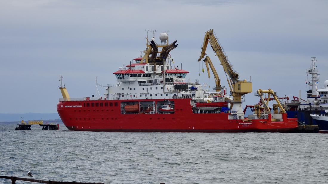 A research vessel on the ocean 
