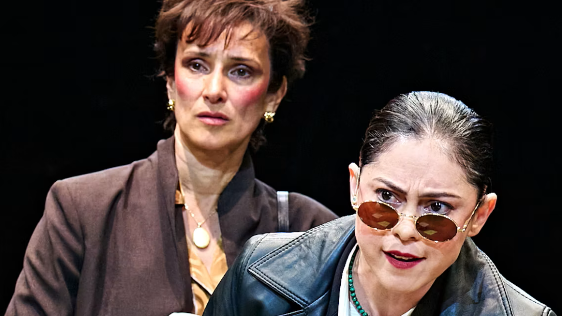 Indira Varma Levene and Rosa Salazar Roma in Glengarry Glen Ross at The Old Vic. Manuel Harlan