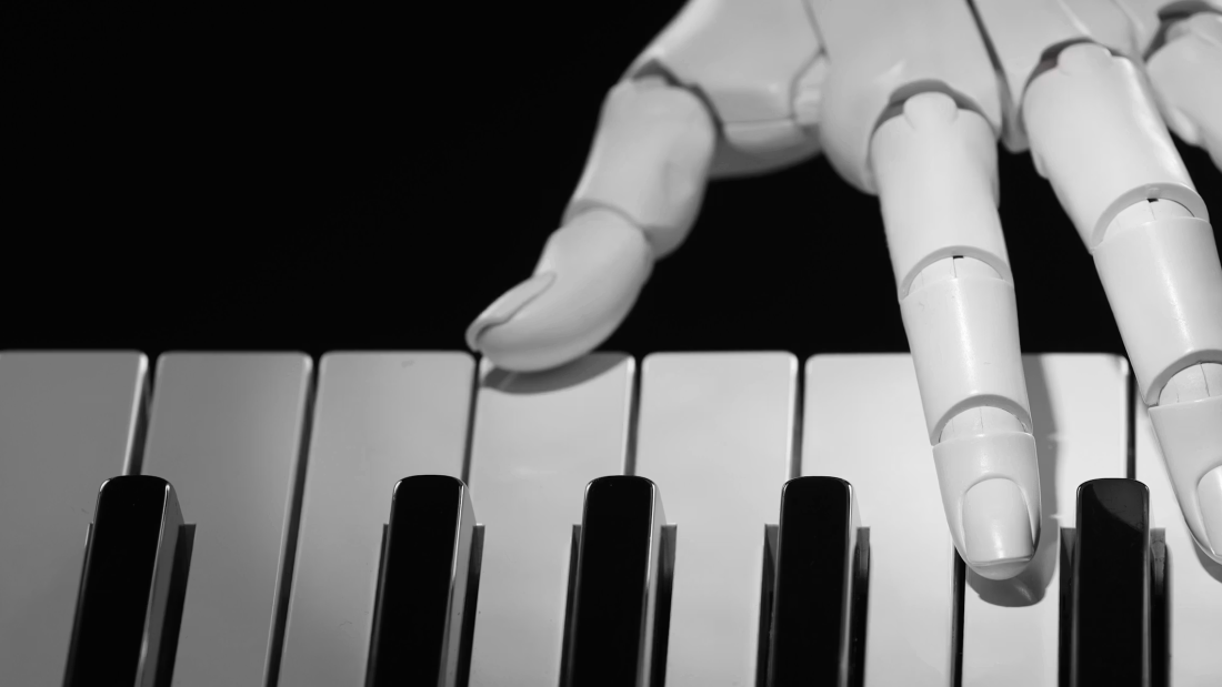 Piano keys and hand