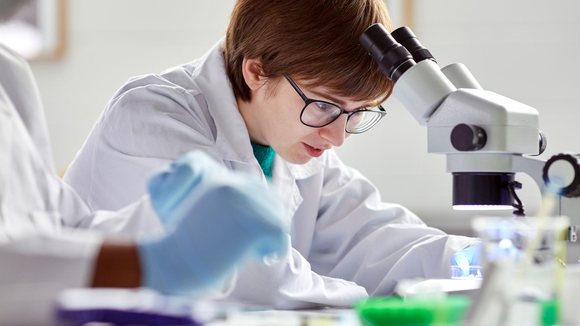 A student working in the lab