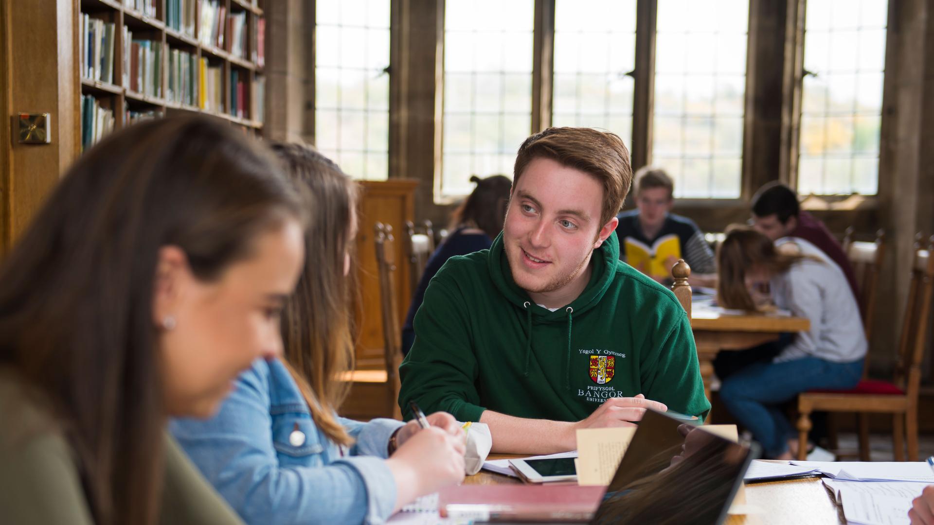 Students studying together in the Main Arts Library