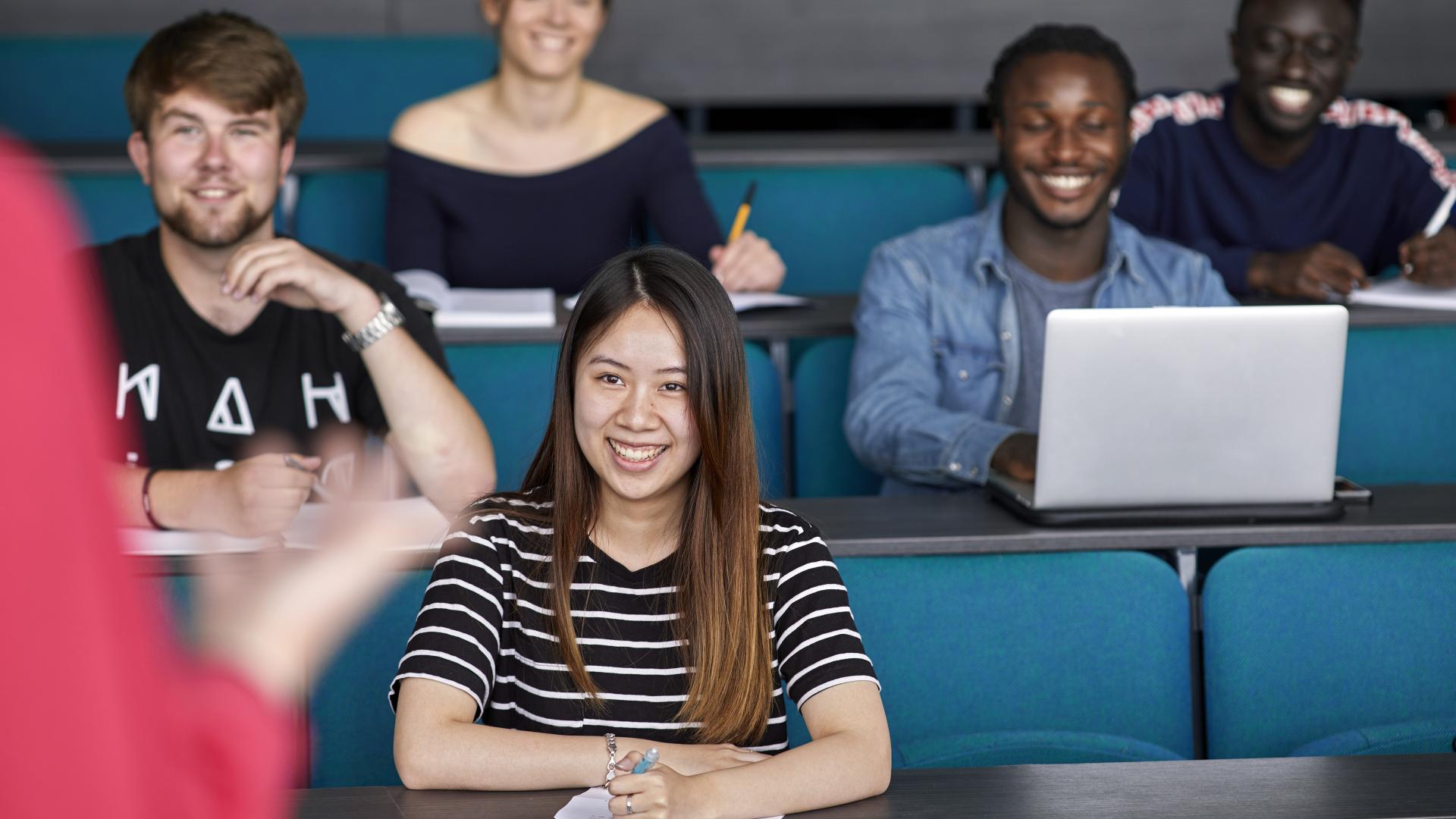 Students in Pontio lecture theatre