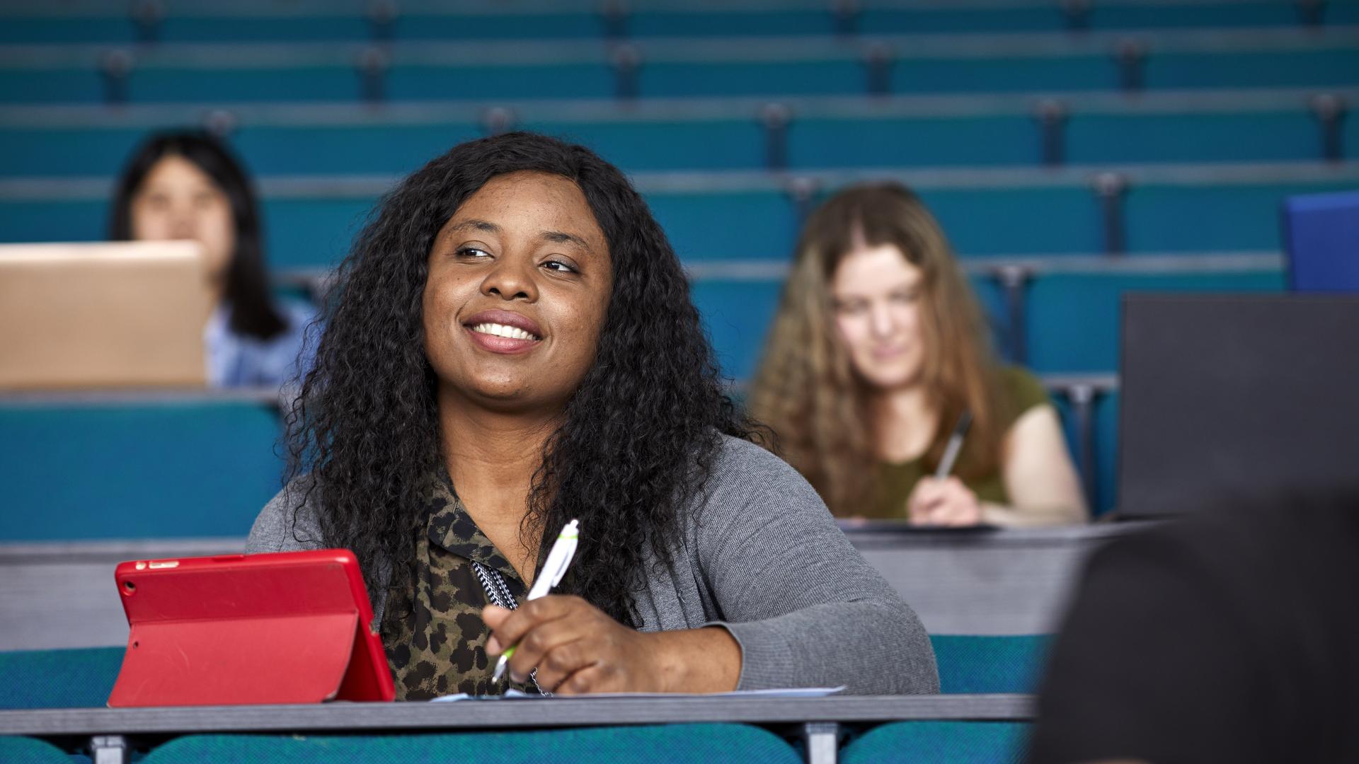 Students in Pontio lecture theatre