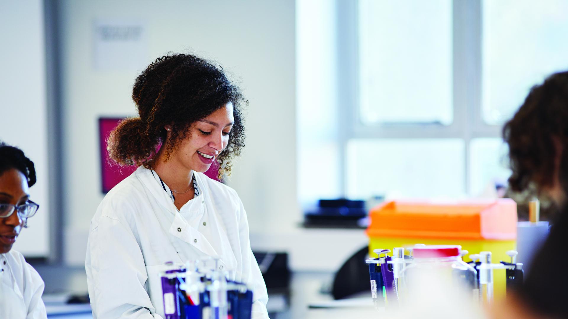 Students in the lab conducting class tests