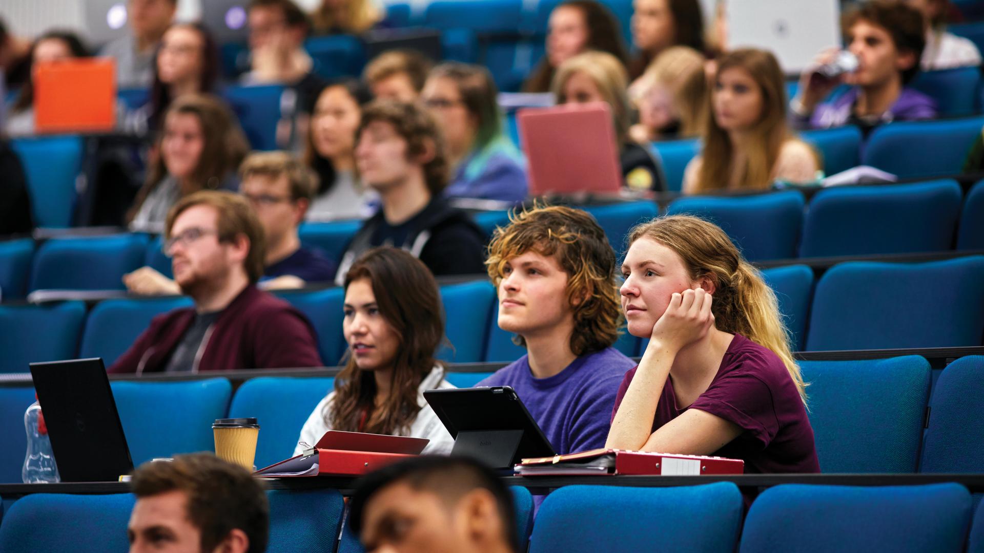Students in a lecture in Pontio