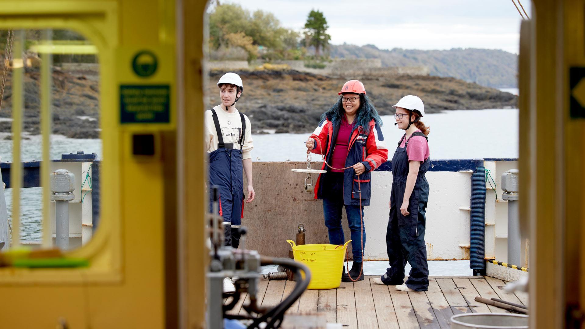 Students onboard research vessel