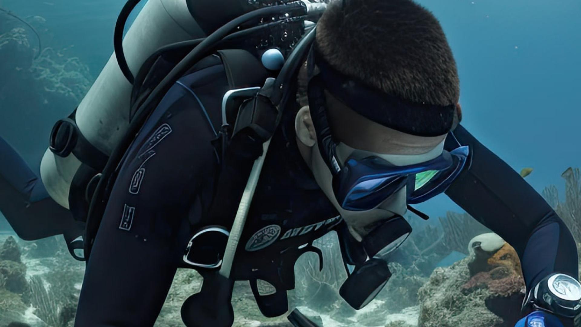 Marine Biologist carrying out an underwater study