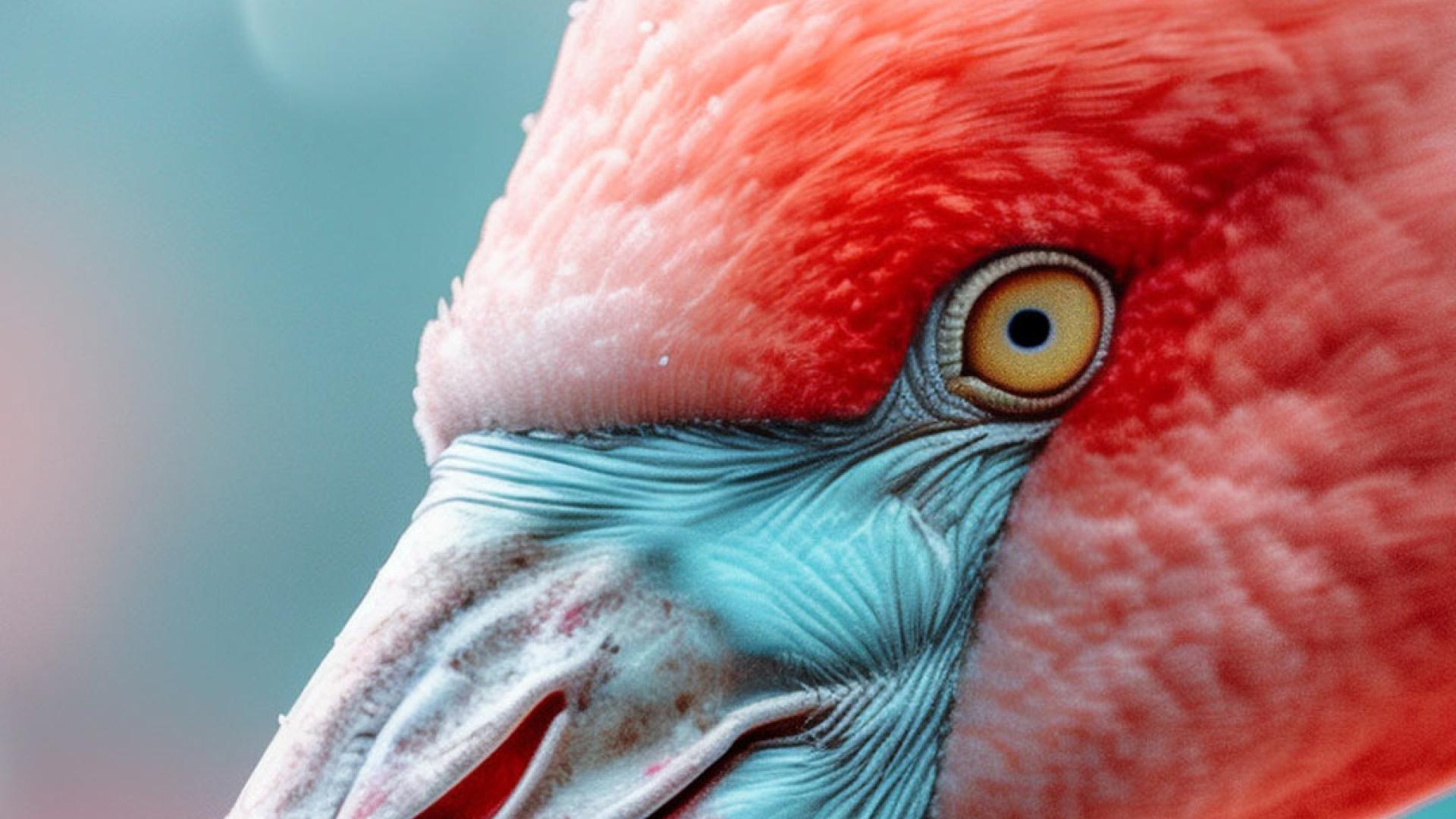 Close up image of Flamingos face