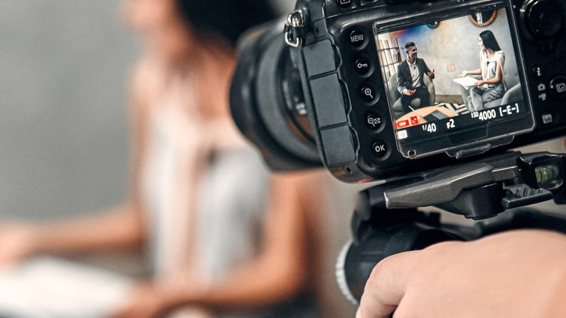 Filming actors on set
