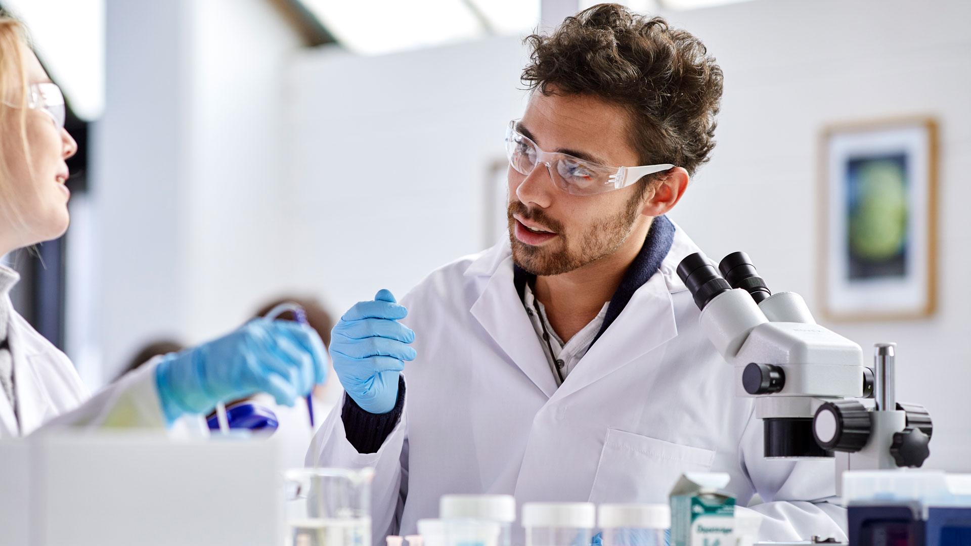 Biology student in lab