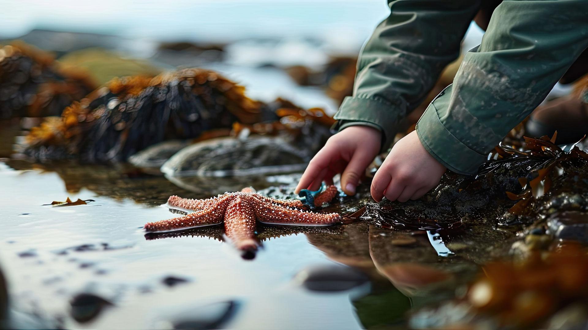Marine Biology student with Starfish
