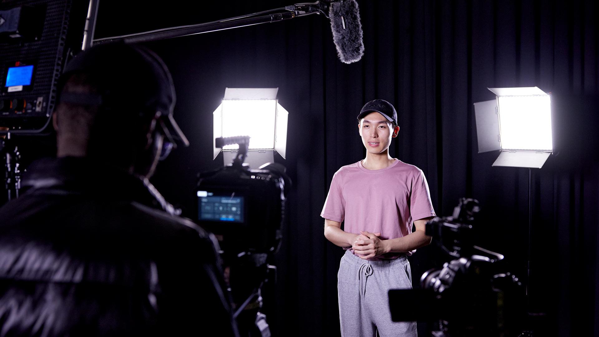 Media studies student in studio