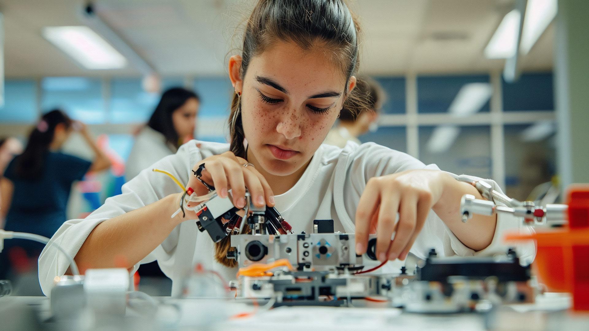 Electronic Engineering Student working in lab