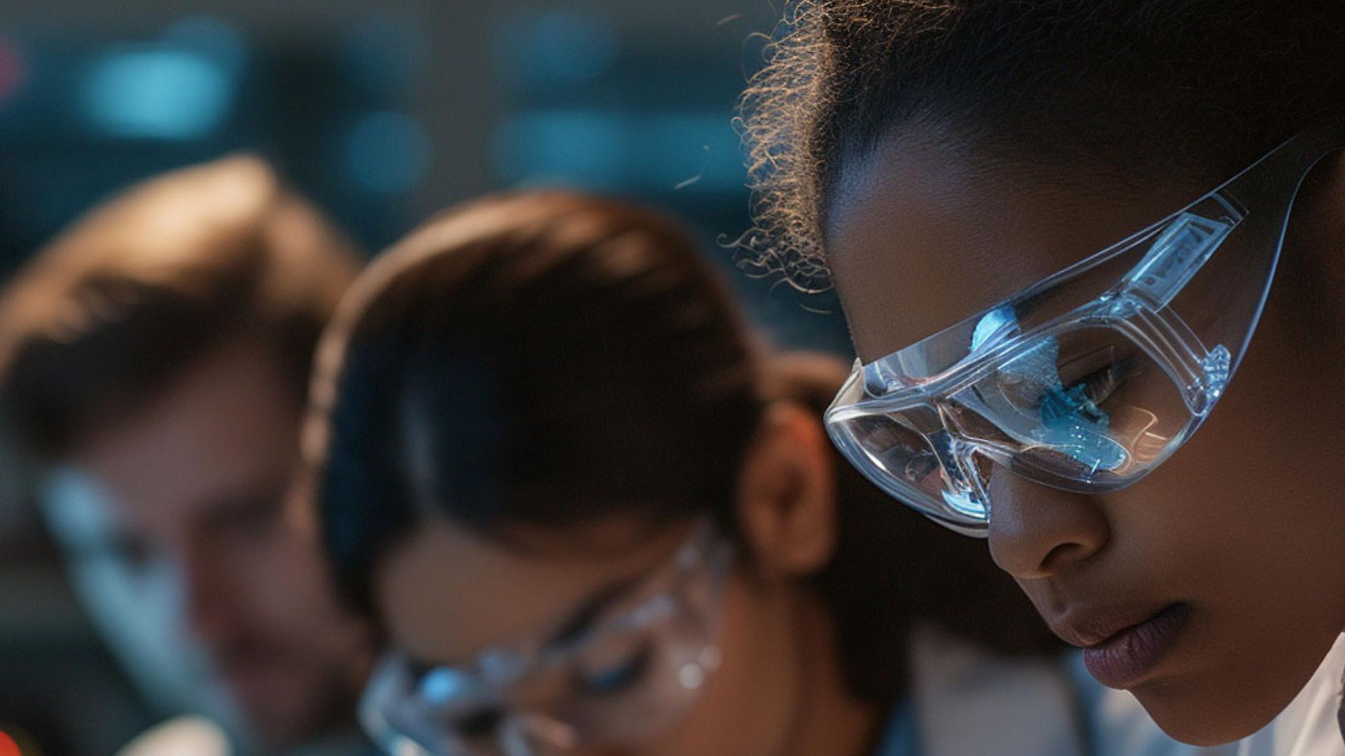 Students working in Biology lab