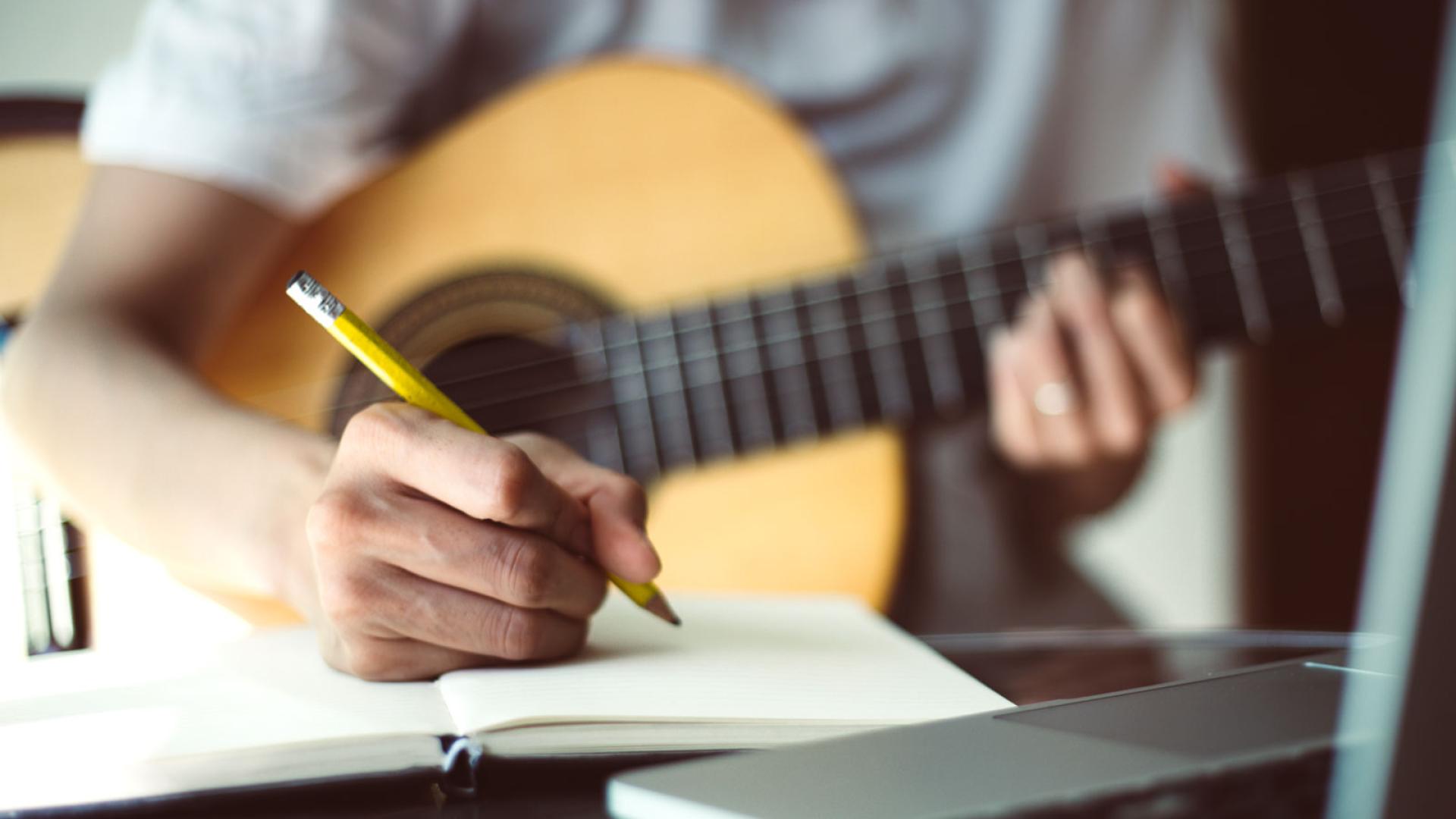 Musician writing lyrics