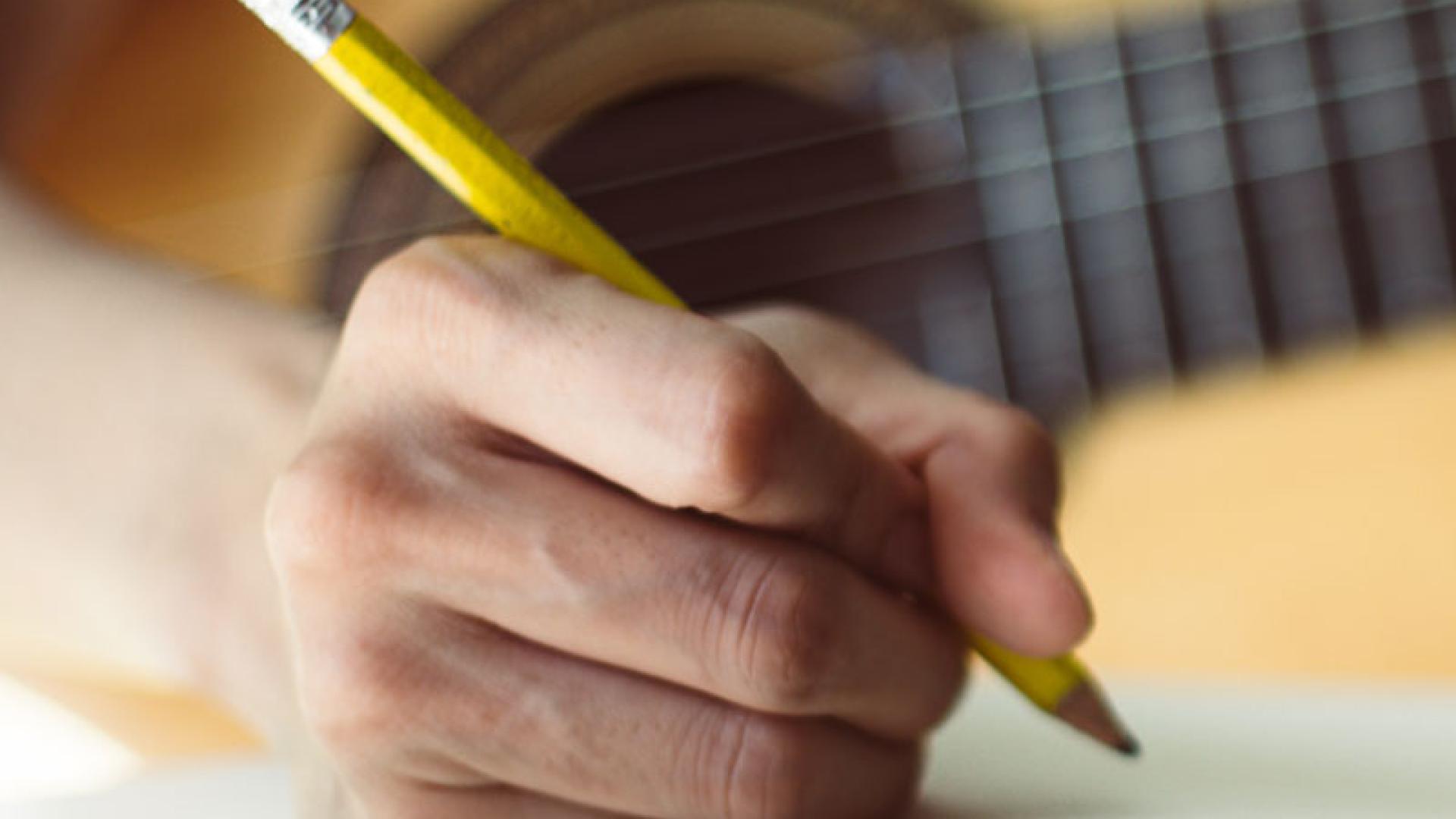 Musician writing lyrics