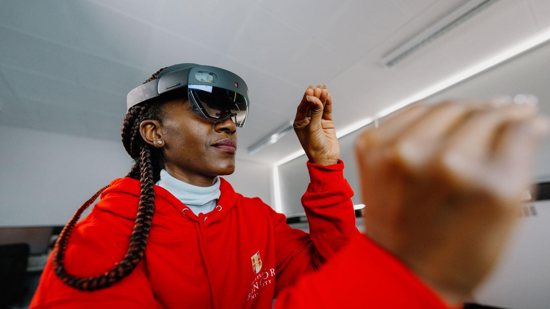 Student using VR headset
