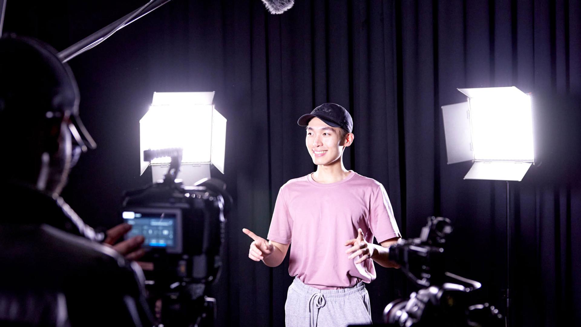 Creative Arts student in studio