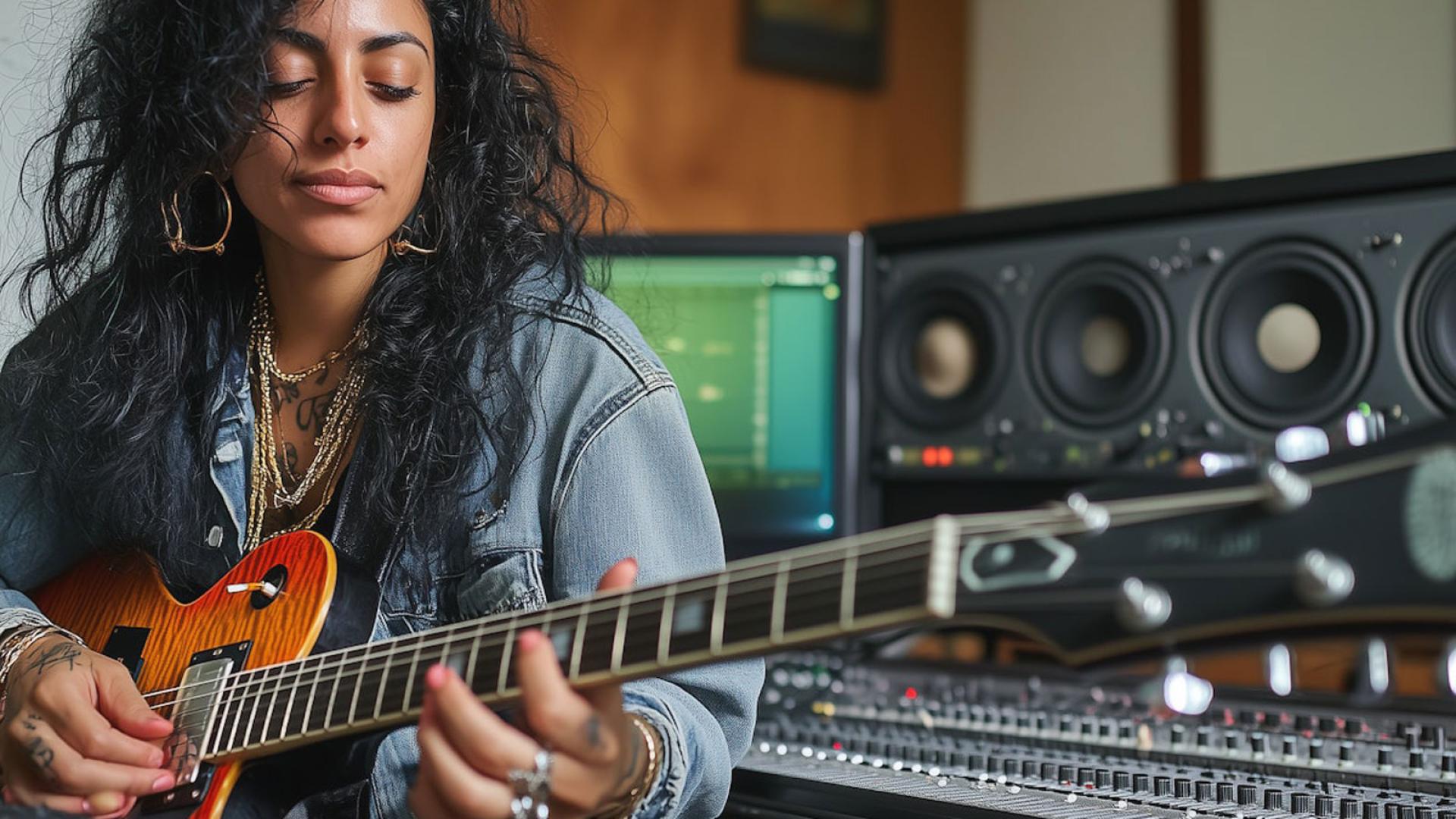 Student playing Guitar
