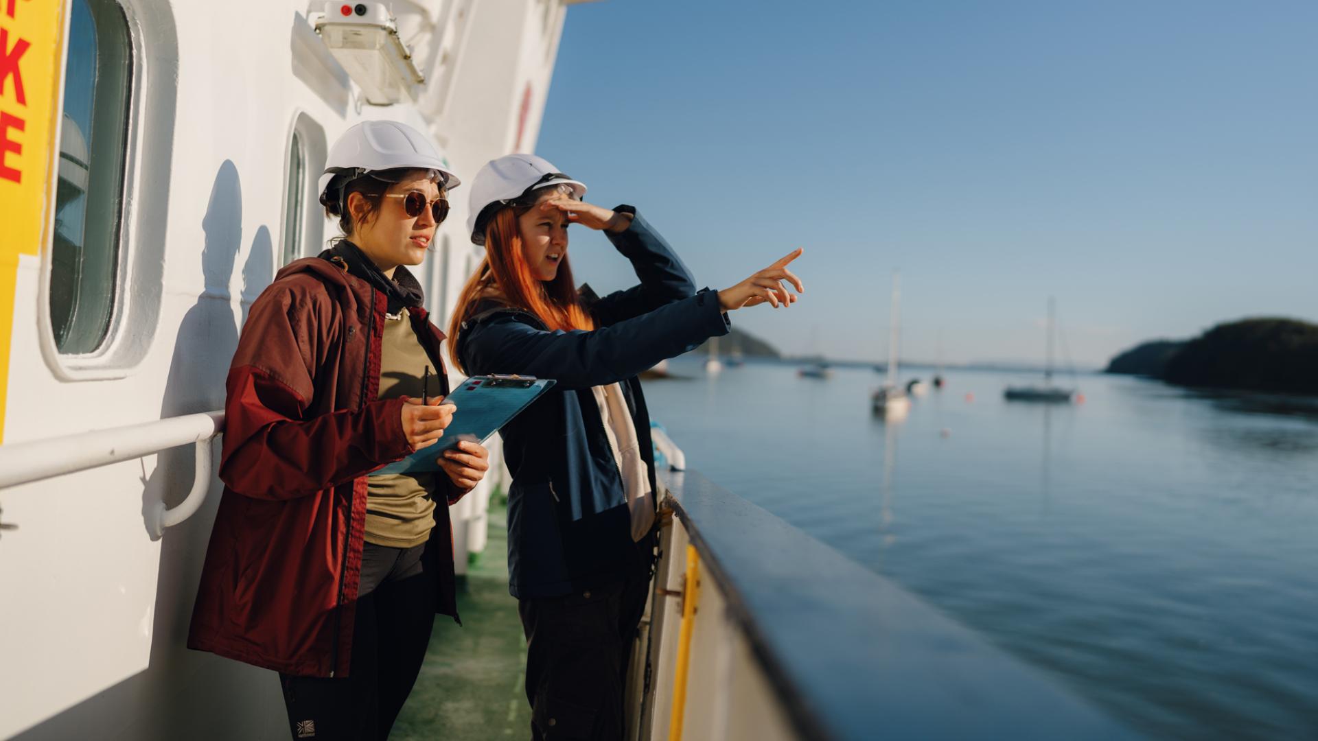 Marine Biology students on the Prince Madog research ship