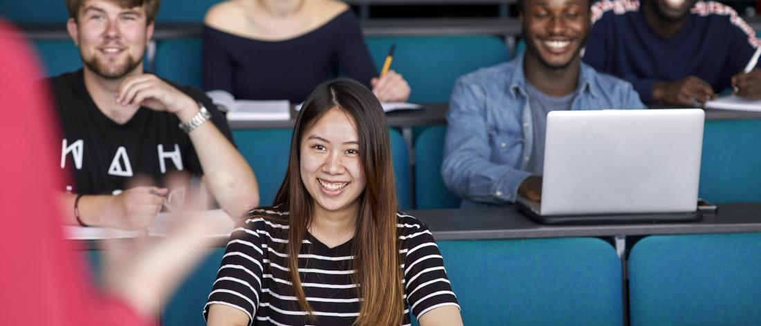 Students in Pontio lecture theatre