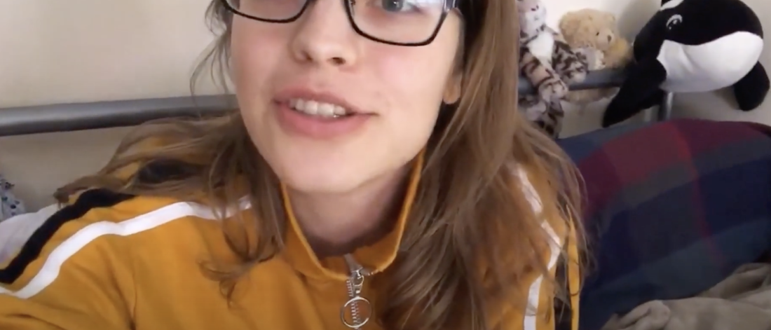 Zoology student talking to the camera