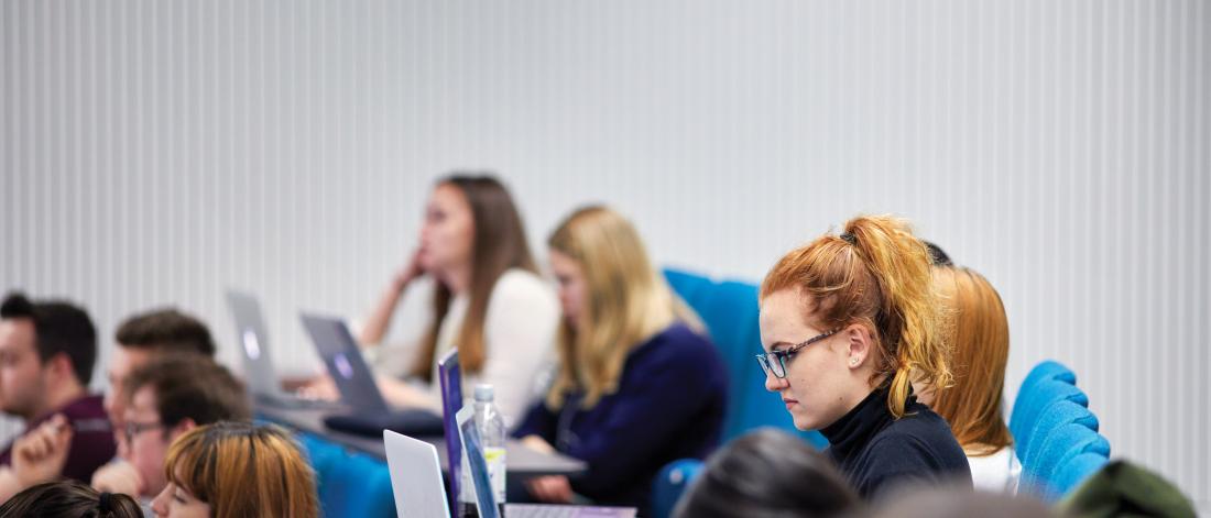 Students in a lecture in Pontio