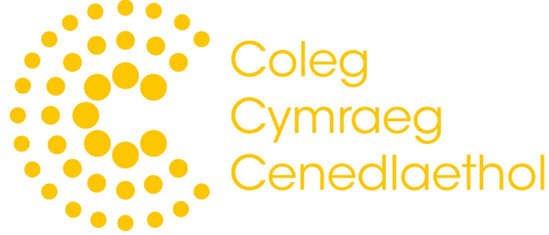 Logo says Coleg Cymraeg Cenedlaethol