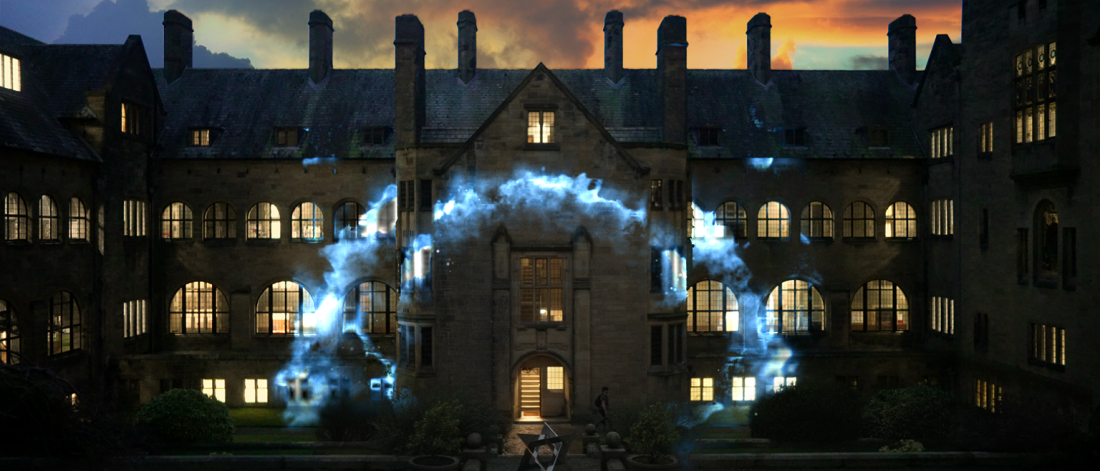 A still from Magical TV advert of the Inner Quad, Main Arts, Bangor University