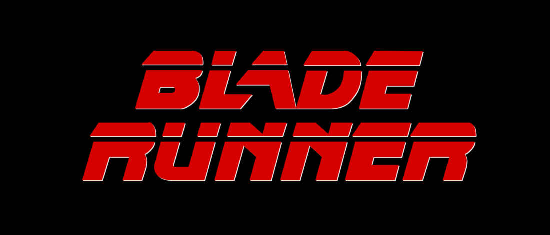 Red words on black background - Blade Runner