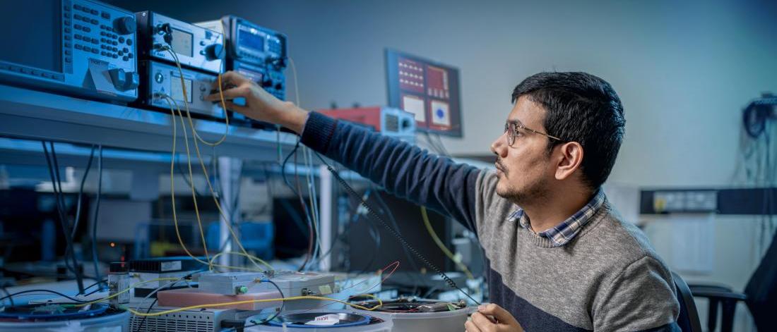 Man working with electronics