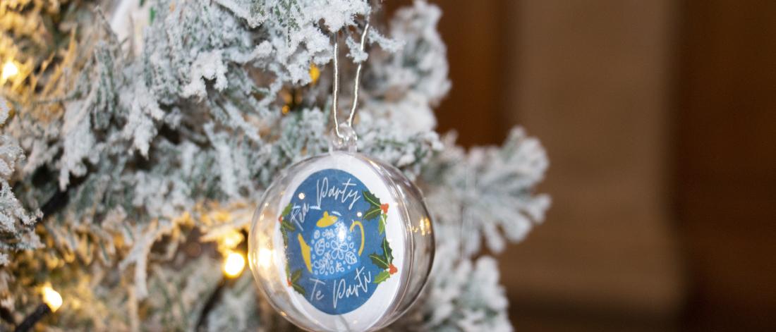 Christmas bauble on silver Christmas tree