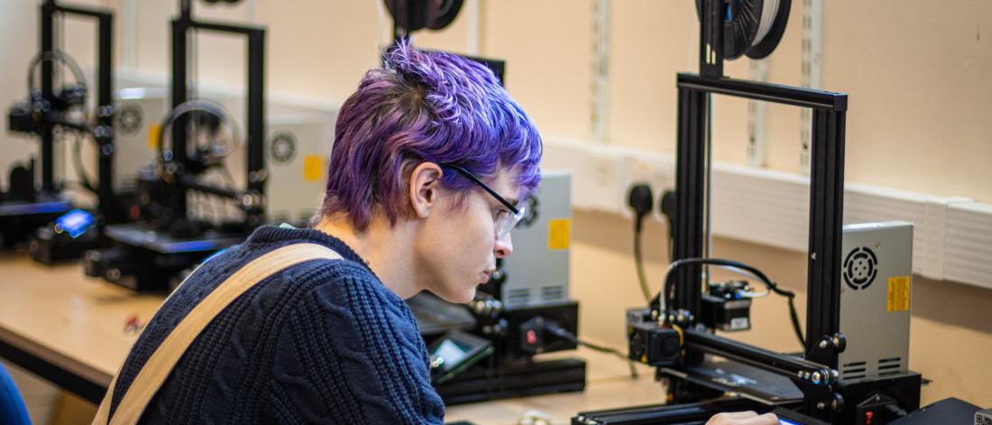 Product Design student working on a project in the workshop