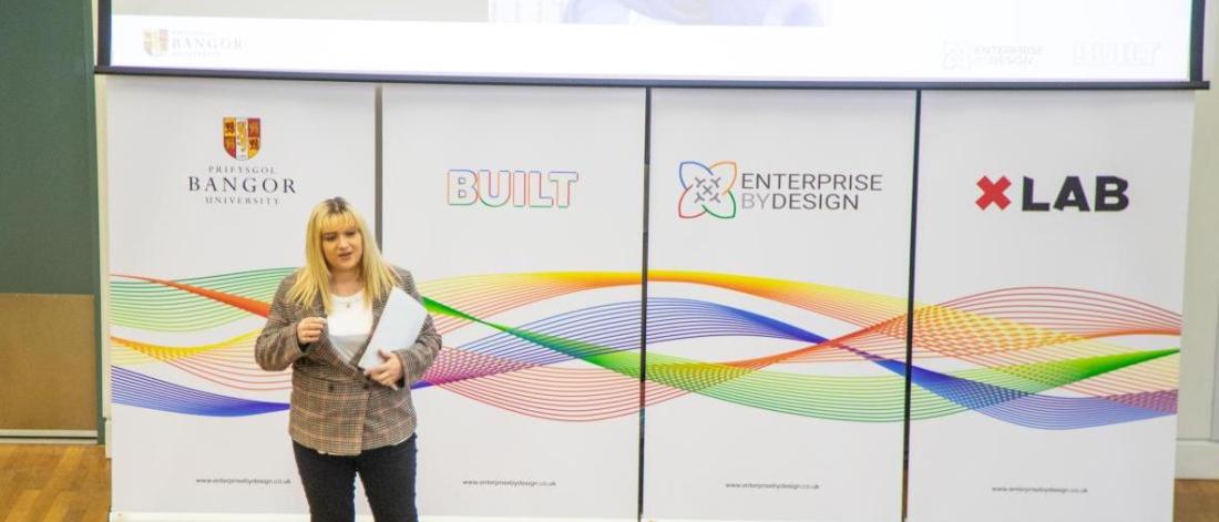 Rhiannon Owen presenting at the Enterprise By Design final