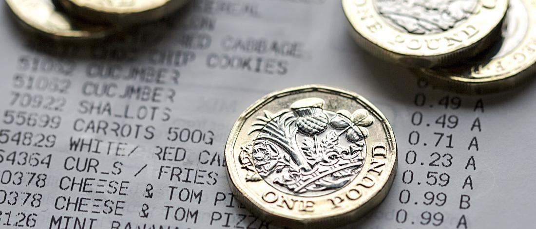 Coins on a till receipt