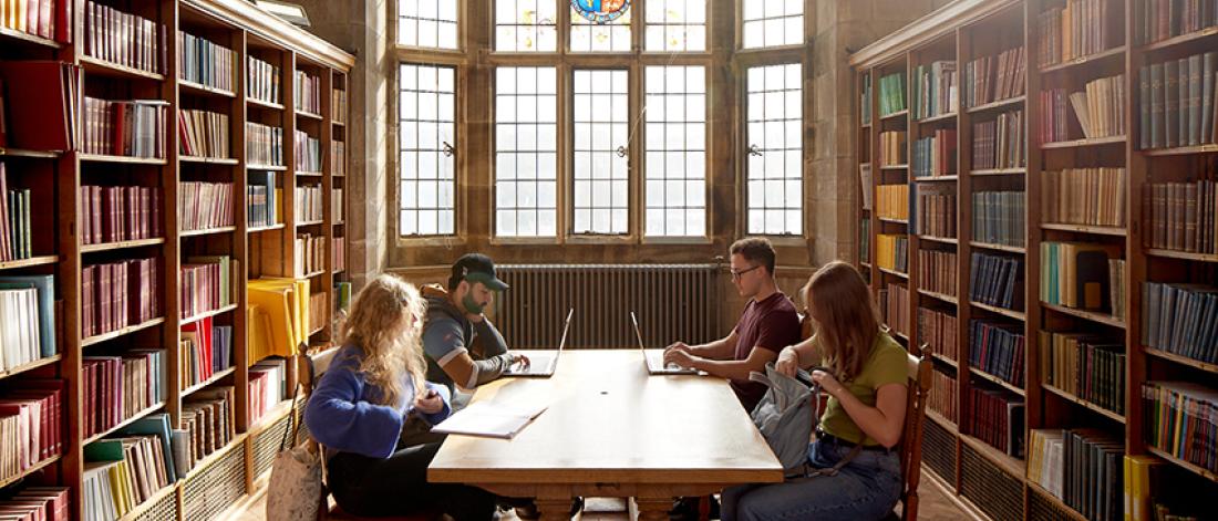 Students studying in the library 