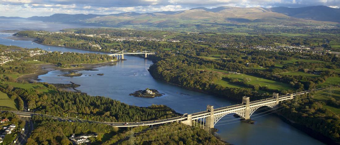 Menai straits drone view