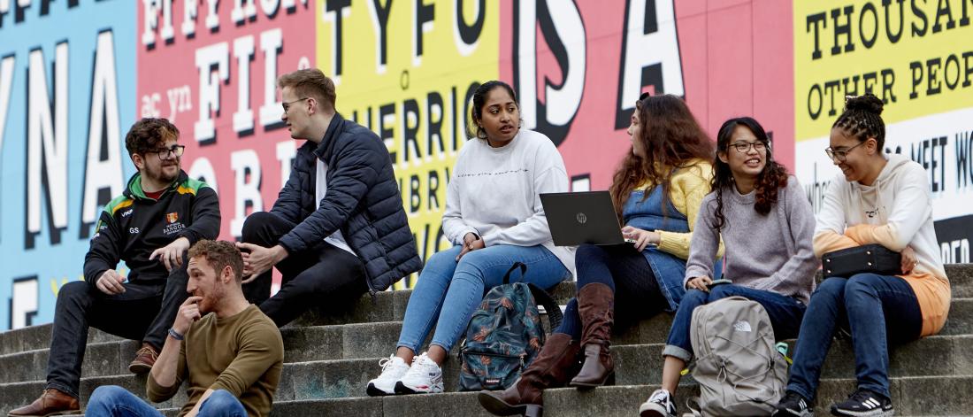 Students outside Pontio