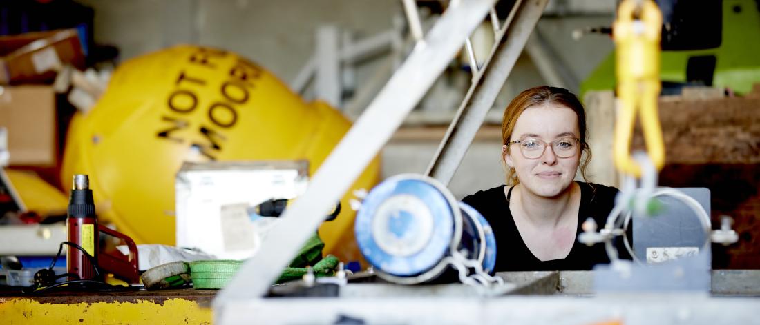 student in marine lab