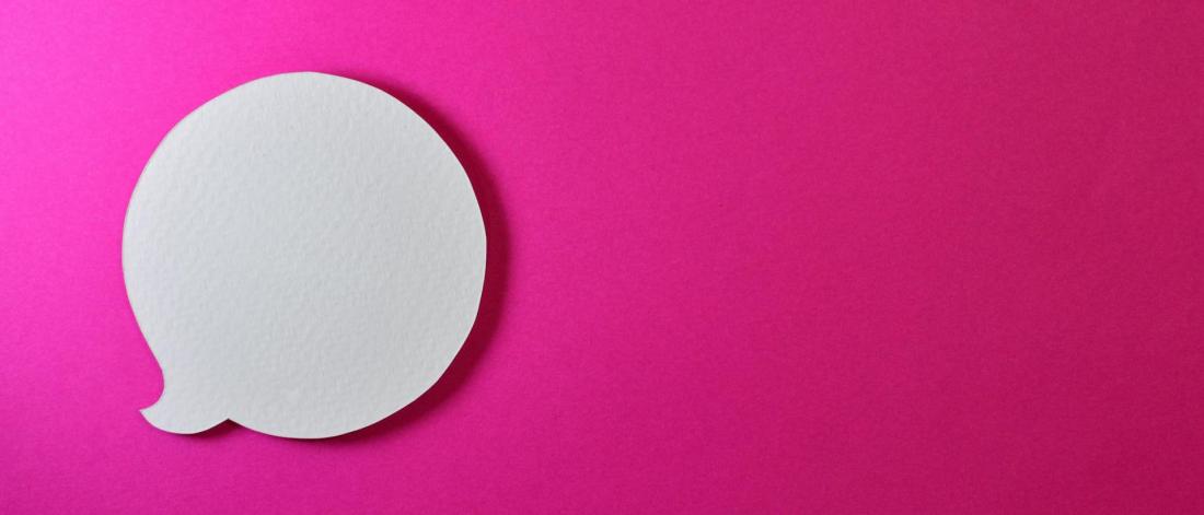 Pink background with speech bubble