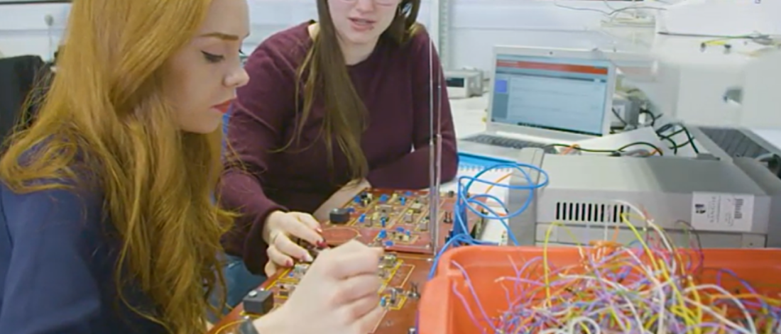 Engineering students at work