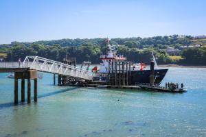 The Prince Madog research vessel docked in Menai Bridge 