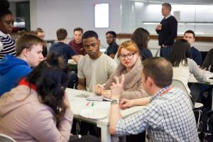 group discussing project