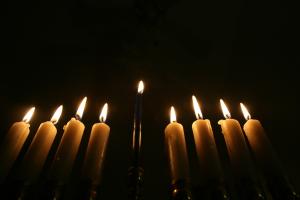 Hanukah candles lit