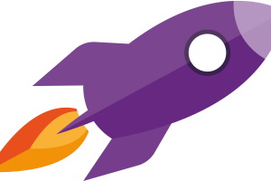 cartoon image of a purple rocket